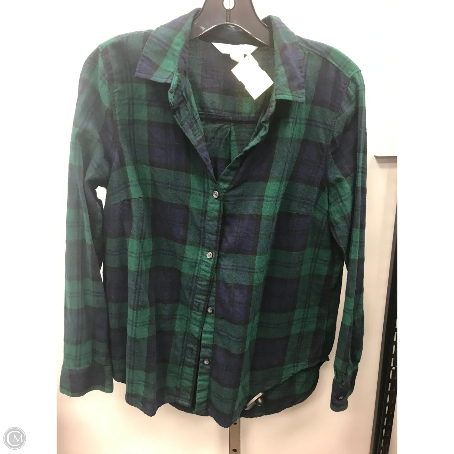 Top Long Sleeve By Old Navy In Plaid Pattern, Size: M