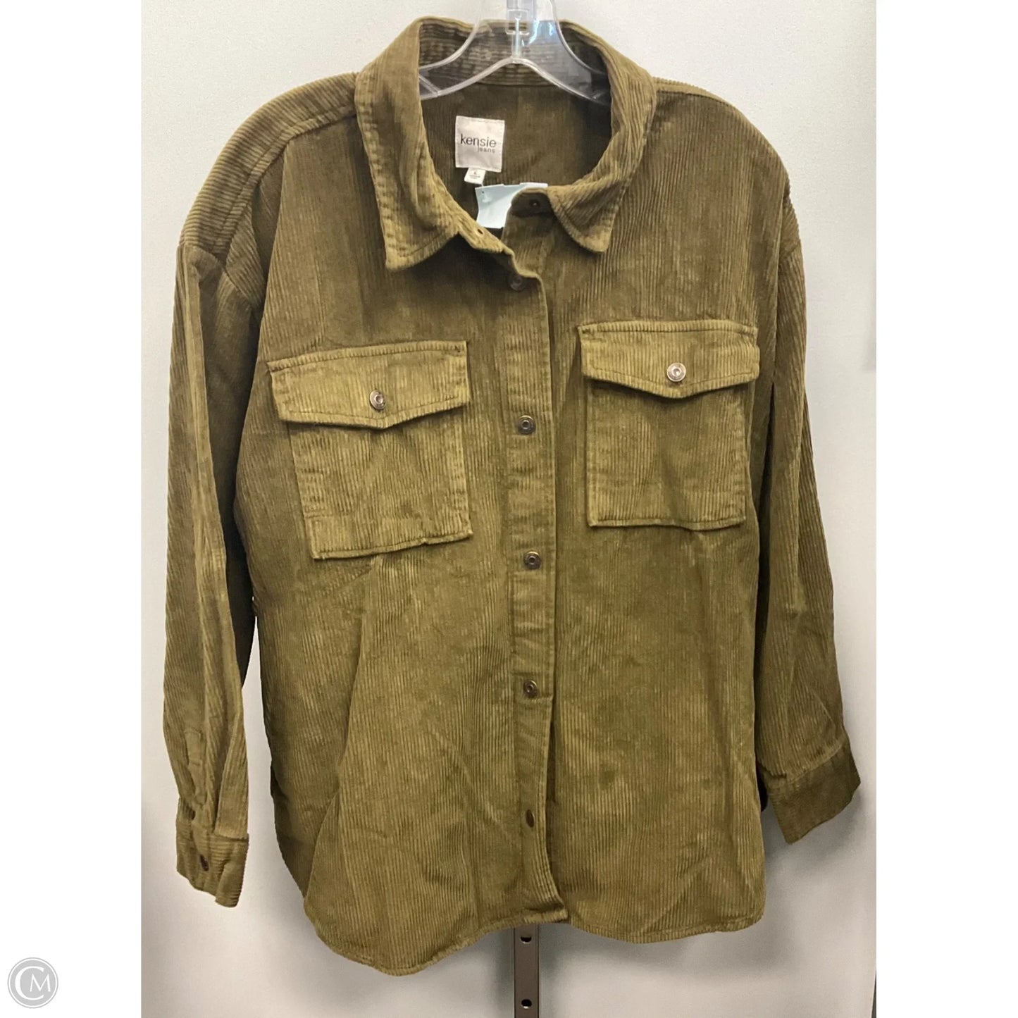 Jacket Shirt By Kensie In Green, Size: L