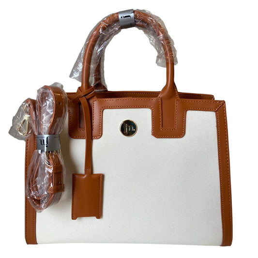 Handbag By Jessica Moore In Brown & White, Size:Large