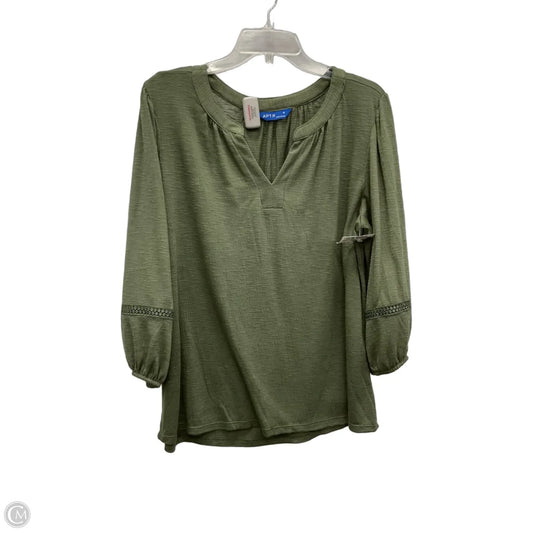 Top Long Sleeve Basic By Apt 9 In Green, Size: M