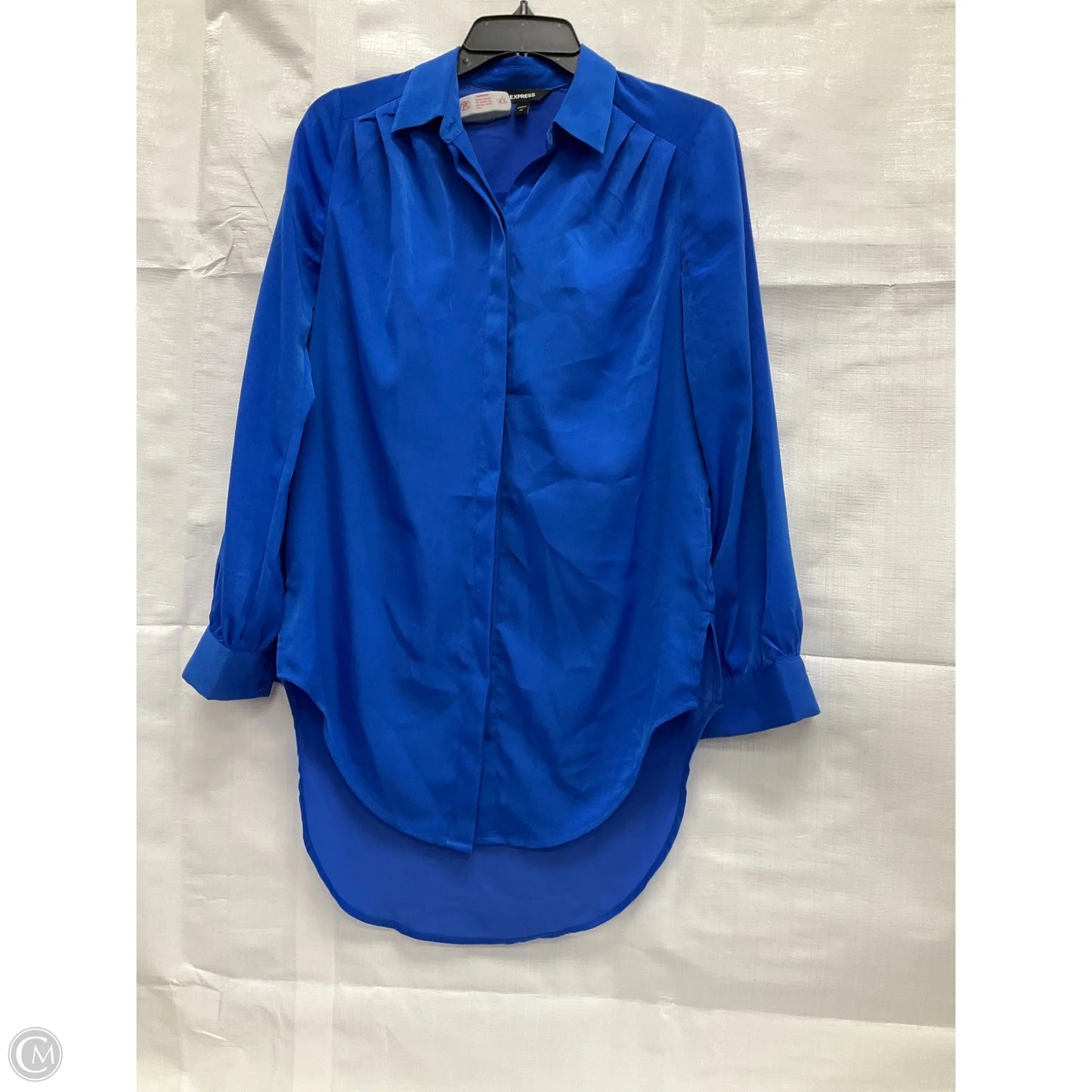 Blouse Long Sleeve By Express In Blue, Size: Xs