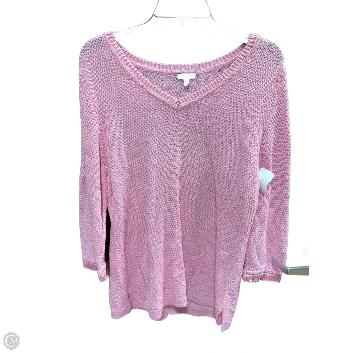 Sweater Short Sleeve By Talbots In Pink, Size: L