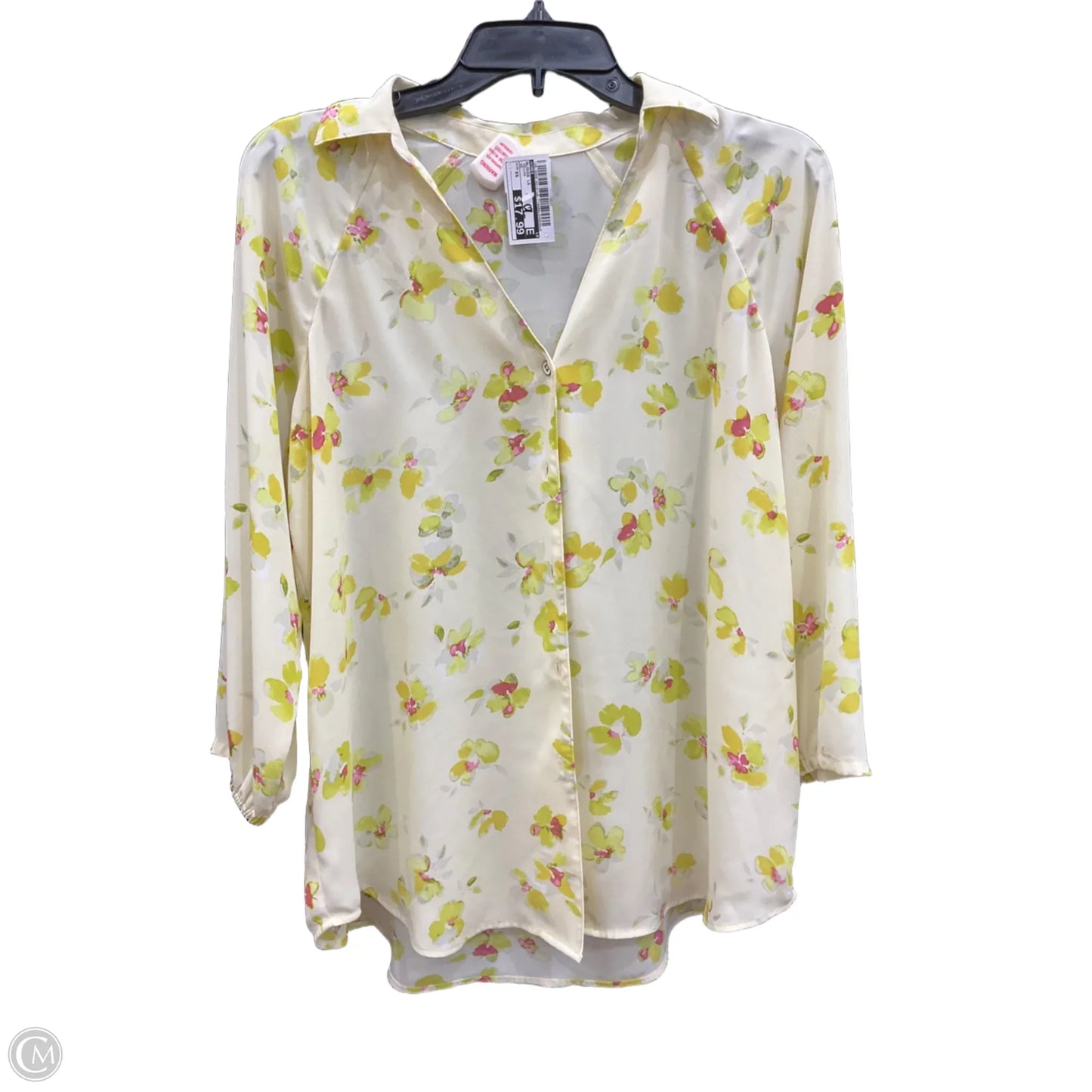 Blouse Long Sleeve By Cabi In Yellow, Size: Xs