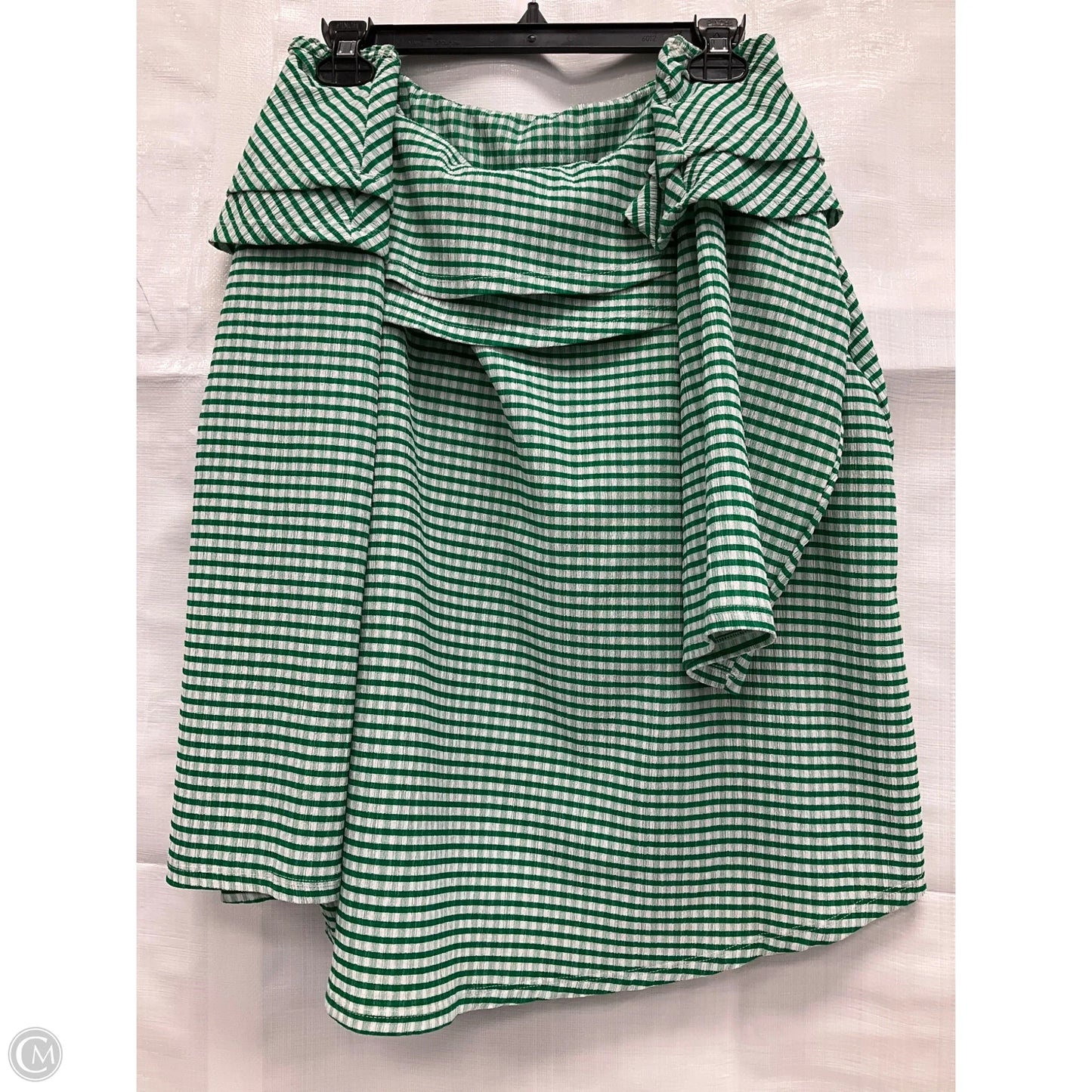 Top 3/4 Sleeve By Cato In Green & White, Size: 22
