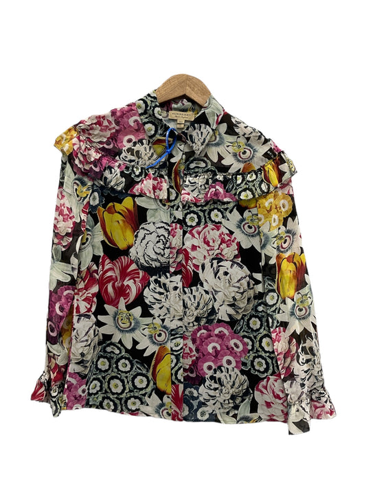 Floral Print Blouse Designer Burberry, Size Xs