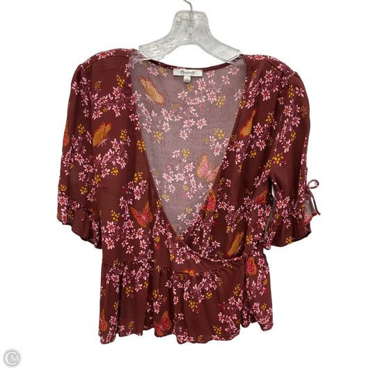 Top Short Sleeve By Madewell In Floral Print, Size: S