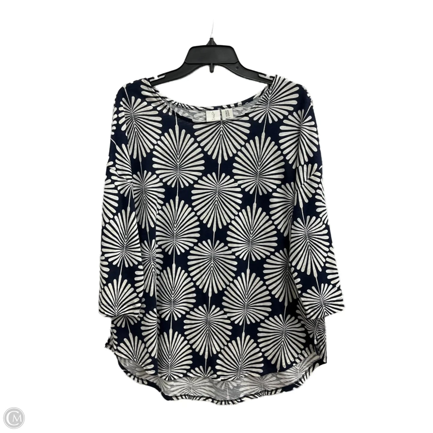 Top 3/4 Sleeve By Joie In Blue & Cream, Size: 1x