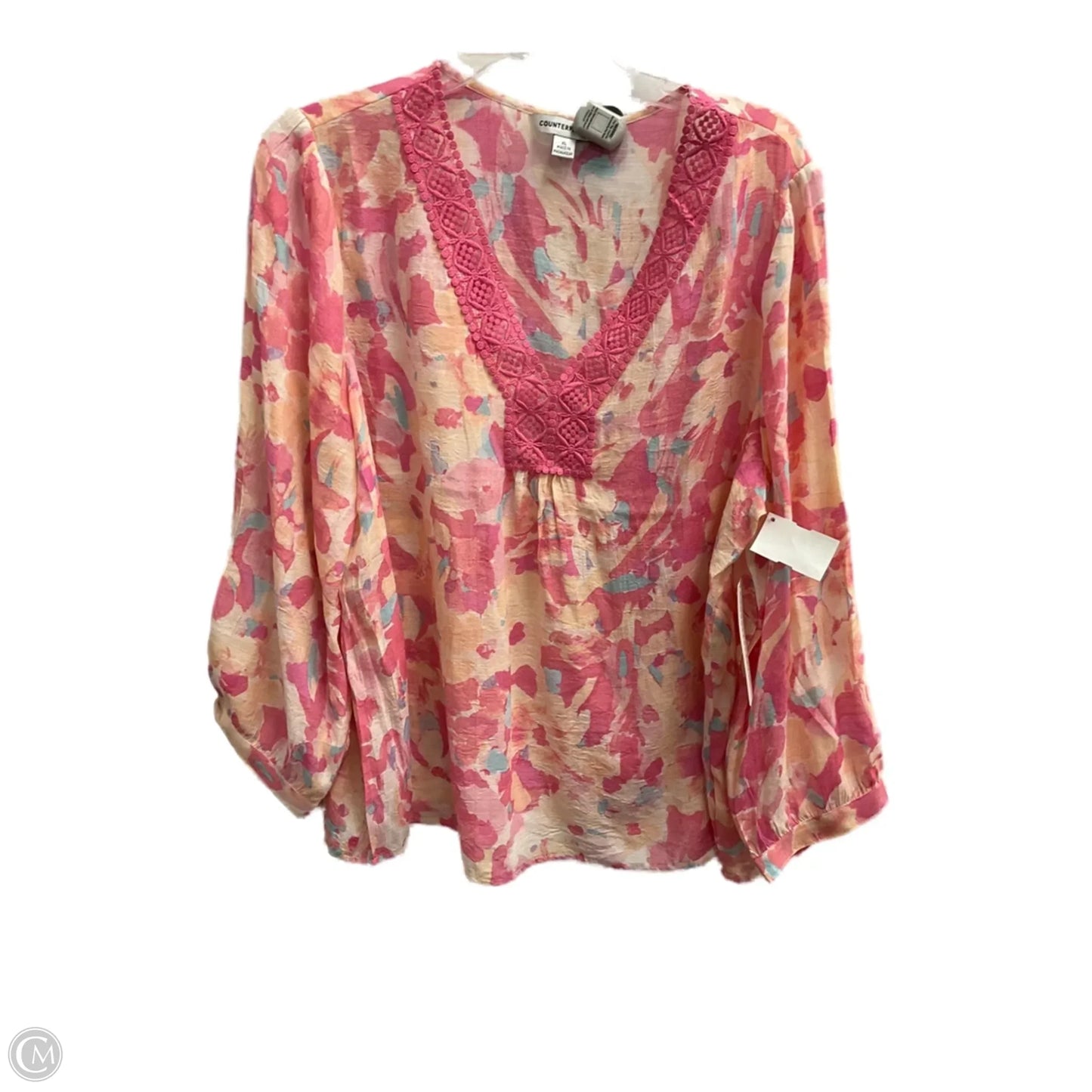 Top 3/4 Sleeve By Counterparts In Pink, Size: Xl