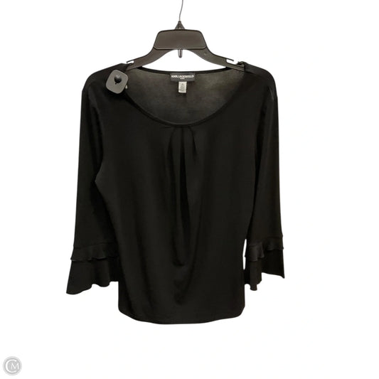 Top Long Sleeve Designer By Karl Lagerfeld In Black, Size: S