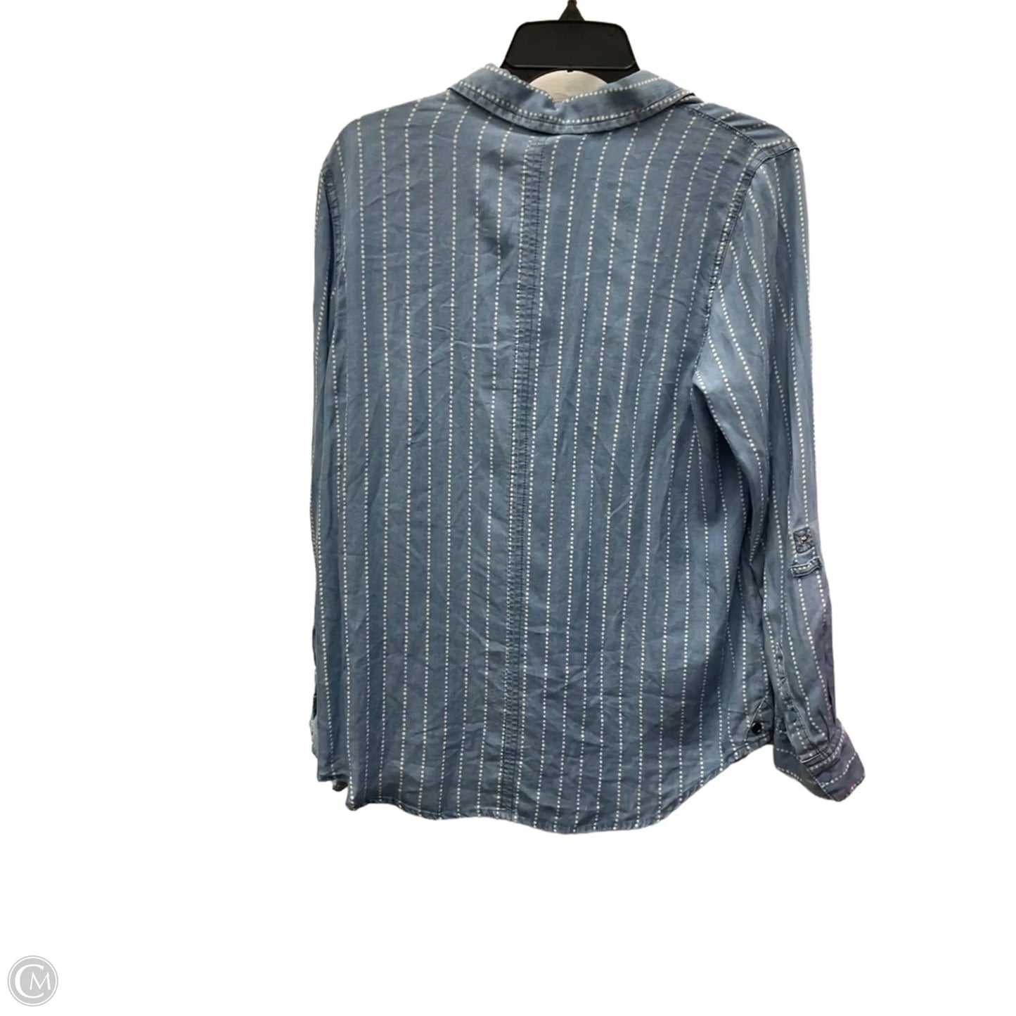 Blouse Long Sleeve By Intro In Blue Denim, Size: Lp
