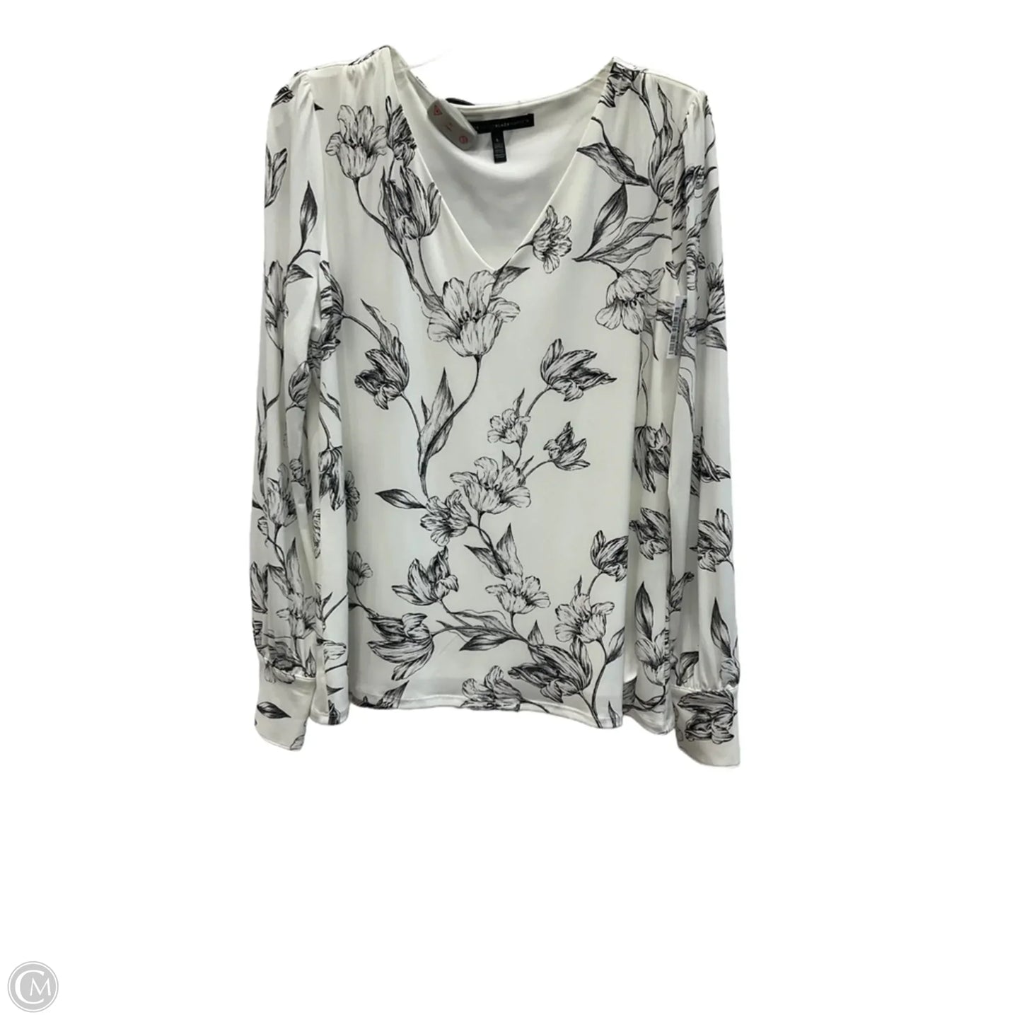 Top Long Sleeve By White House Black Market In Floral Print, Size: L