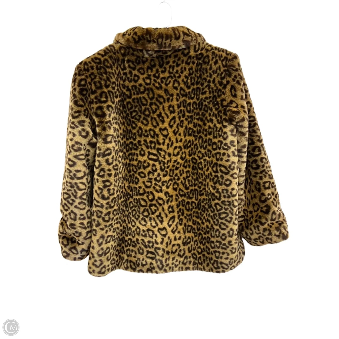 Coat Faux Fur & Sherpa By Dennis Basso Qvc In Leopard Print, Size: L