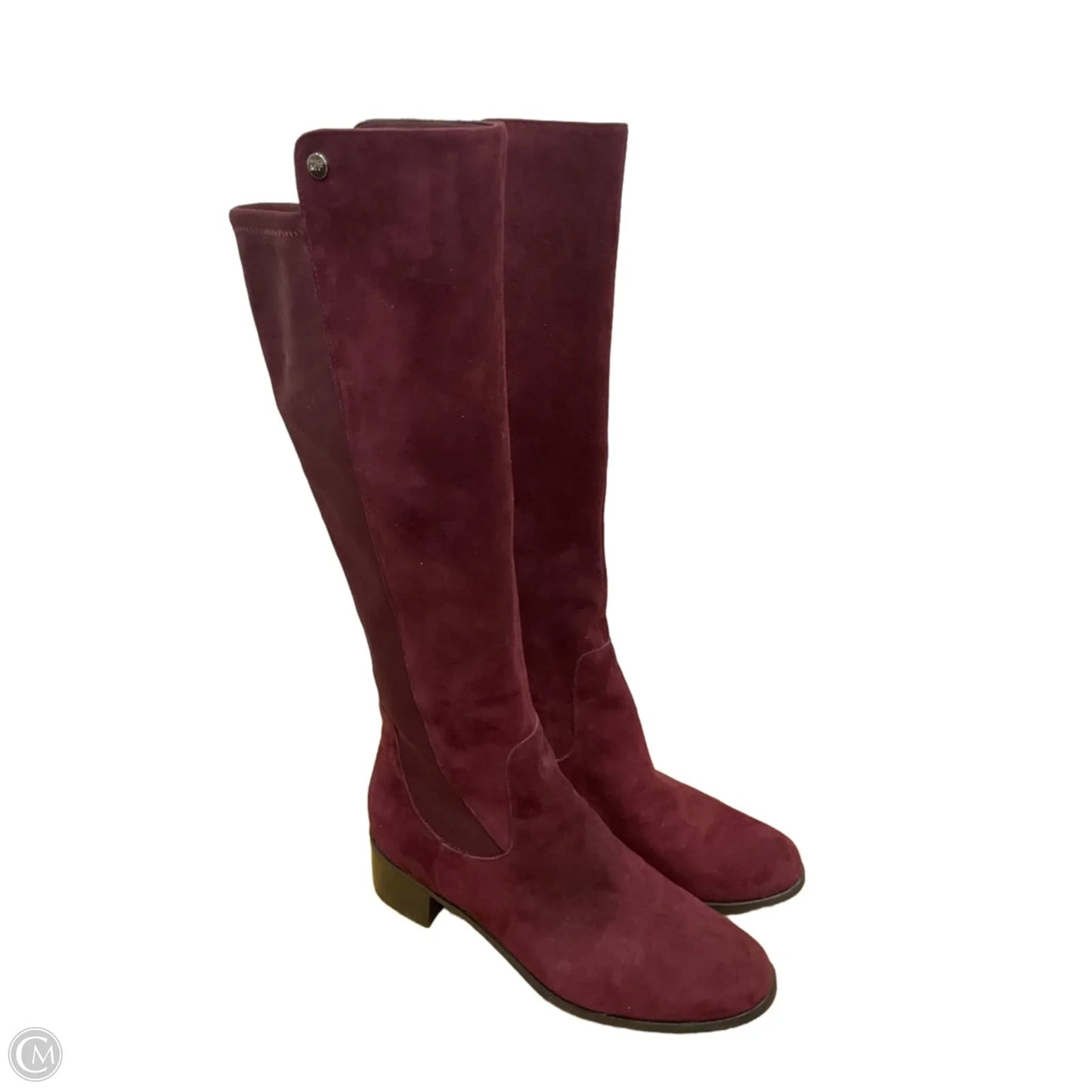 Boots Knee Heels By Marc Fisher In Maroon, Size: 8.5
