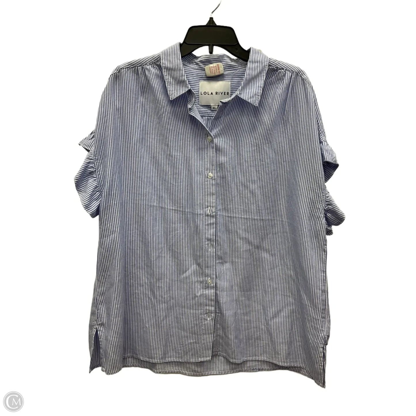 Top Short Sleeve By Lola River In Striped Pattern, Size: Xl