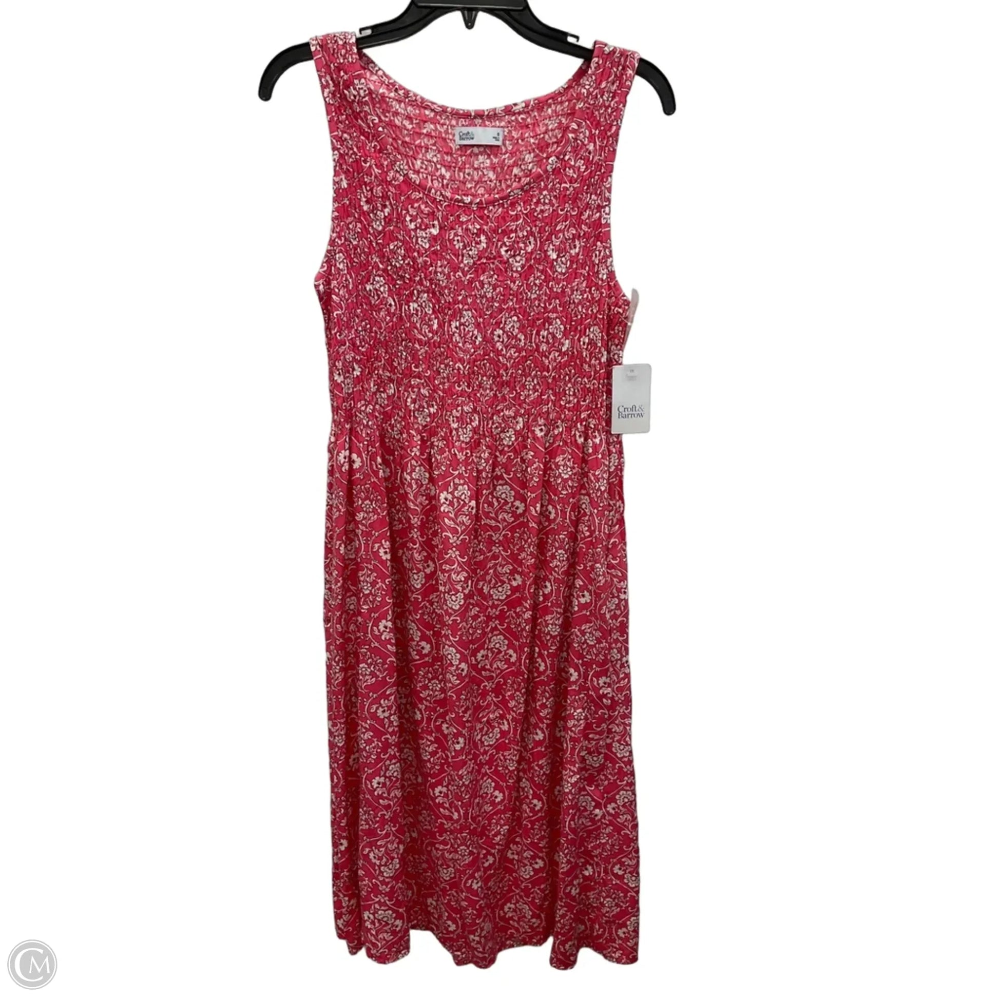 croft & barrow casual dresses Croft & Barrow Floral Button Front Dress Womens Plus 1X White Boho Casual Cotton