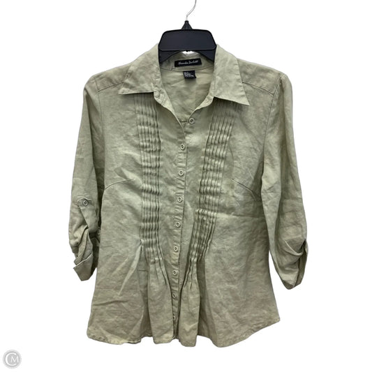 Blouse 3/4 Sleeve By Clothes Mentor In Green, Size: S