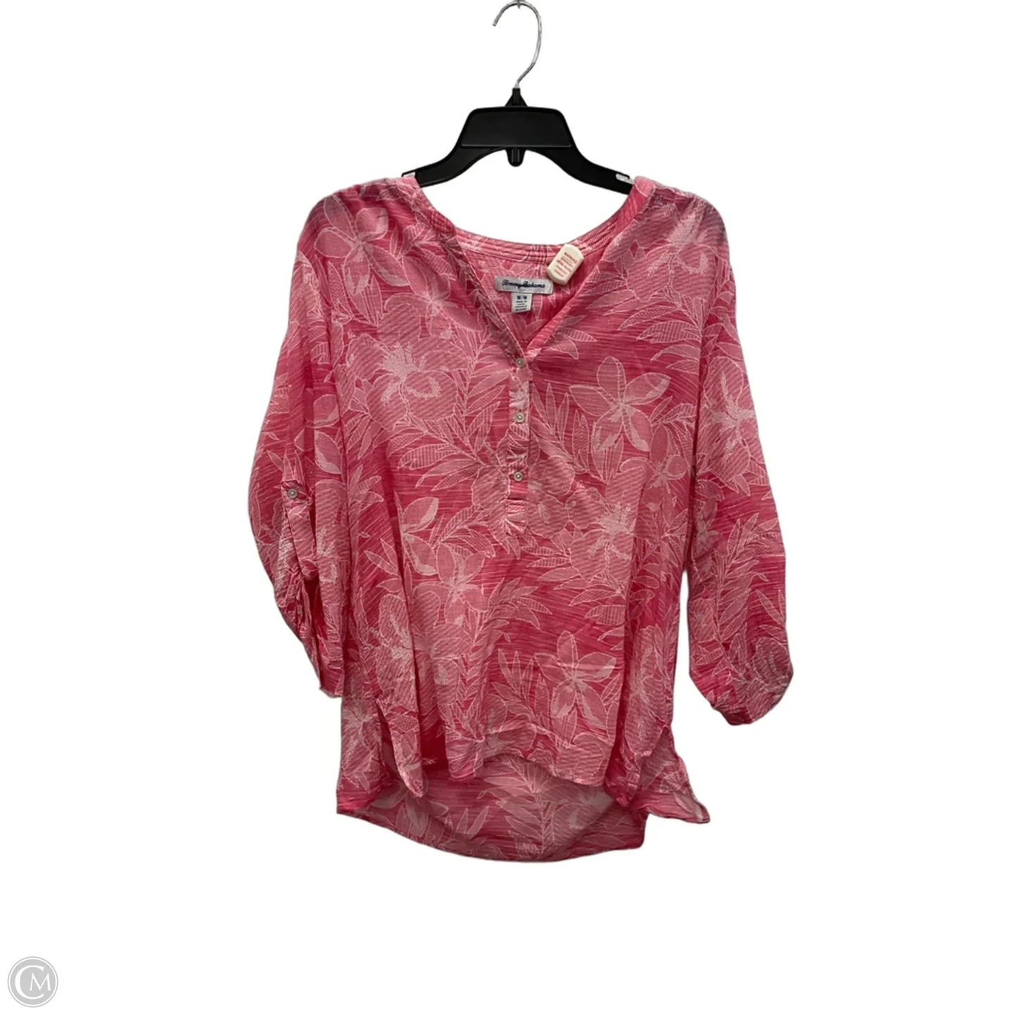 Top 3/4 Sleeve By Tommy Bahama In Pink & White, Size: M