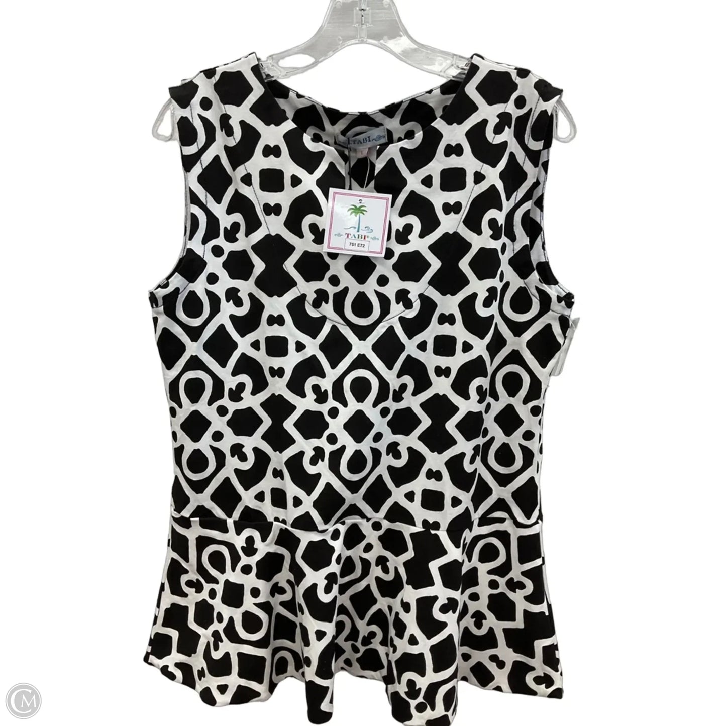 Top Sleeveless By Cmc In Black & White, Size: L