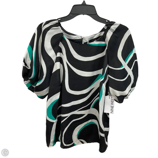 Top Short Sleeve By Nine West Apparel In Black & Green, Size: M
