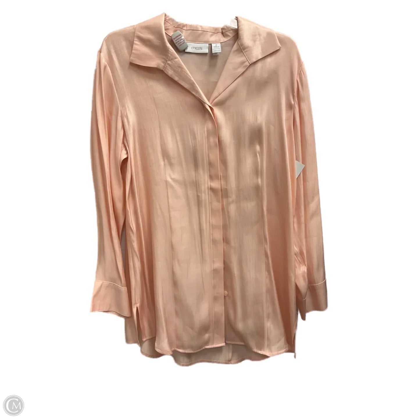 Blouse Long Sleeve By Chicos In Pink, Size: L