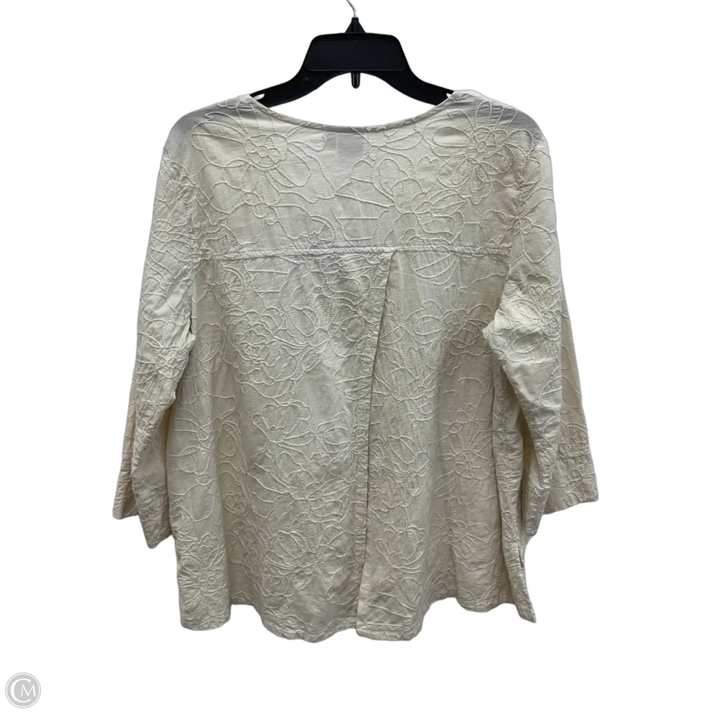 Blouse Long Sleeve By Focus In Cream, Size: M