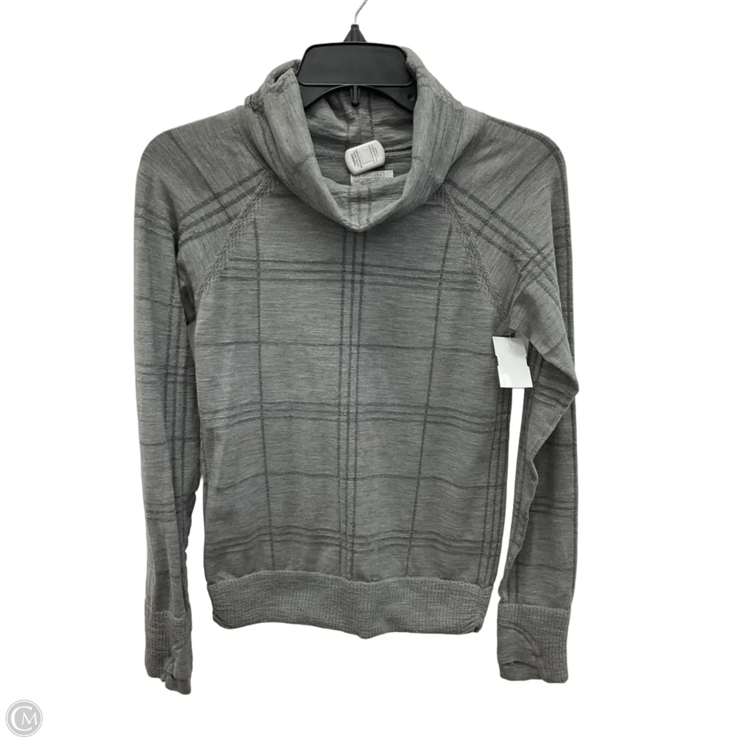 Athletic Top Long Sleeve Collar By Athleta In Grey, Size: M