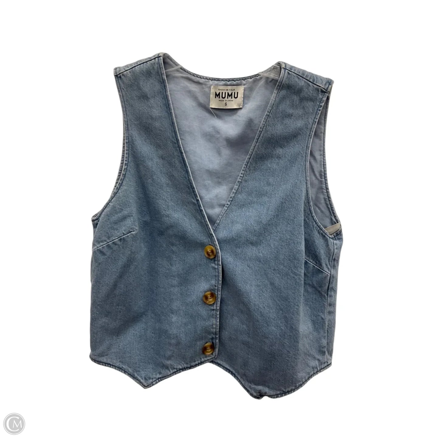 Top Sleeveless By Mumu In Blue Denim, Size: S
