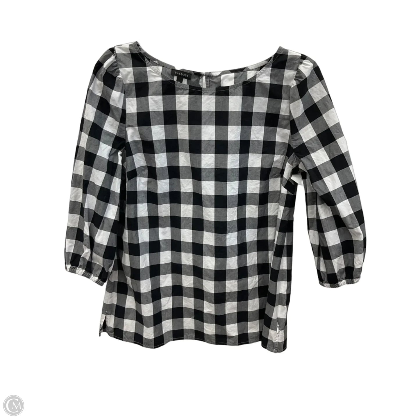 Top 3/4 Sleeve By Talbots In Black & Cream, Size: M