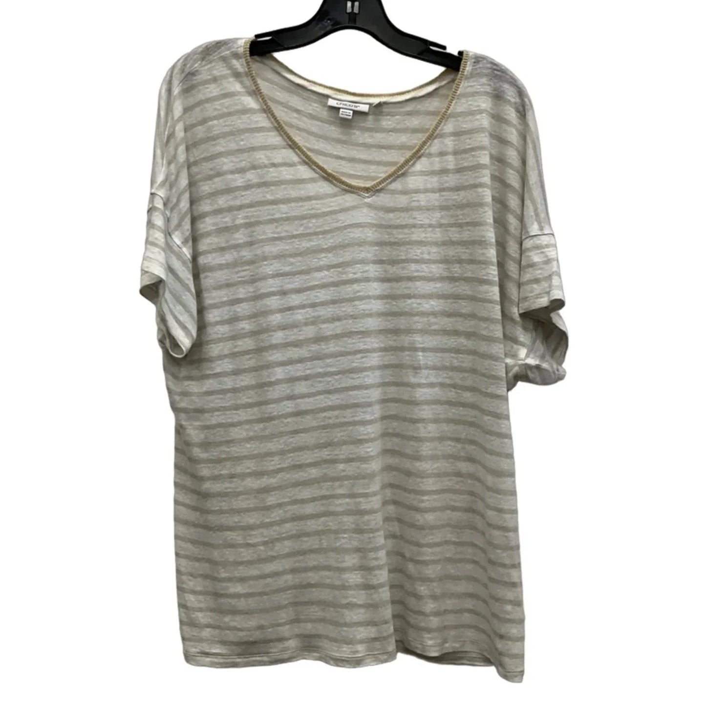 Top Short Sleeve By Chicos In Striped Pattern, Size: Xl