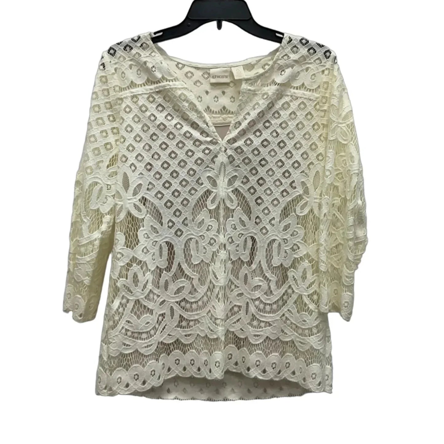 Top Long Sleeve By Chicos In Cream, Size: S