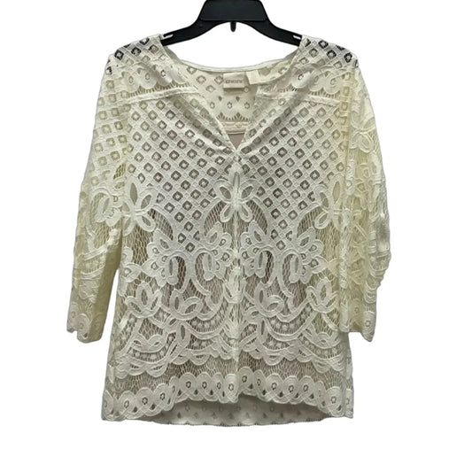 Top Long Sleeve By Chicos In Cream, Size: S