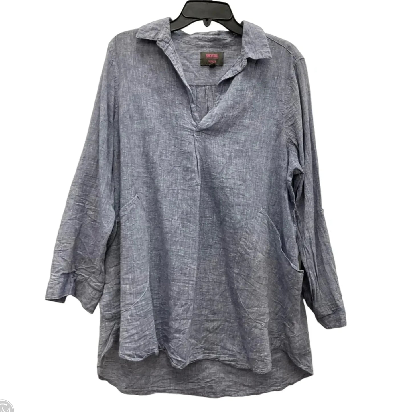 Blouse Long Sleeve By For Cynthia In Blue, Size: 1x