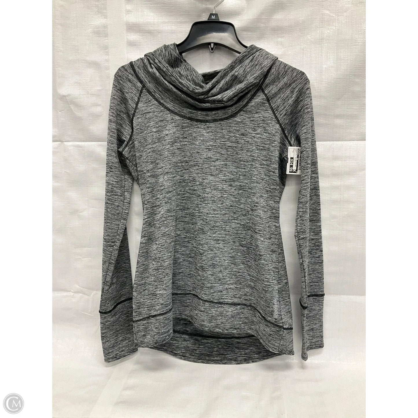 Athletic Top Long Sleeve Collar By Reebok In Grey, Size: M