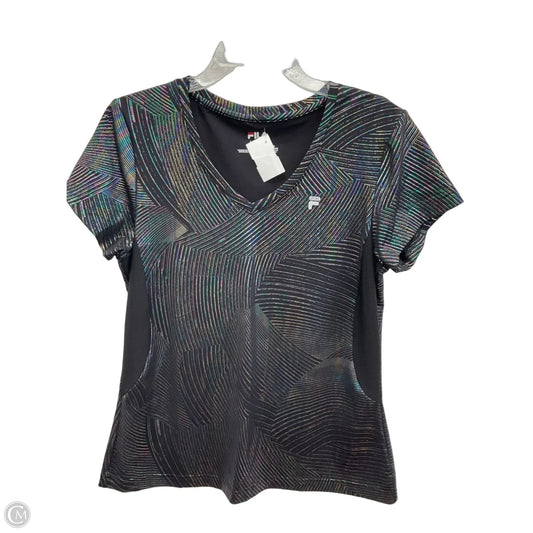 Athletic Top Short Sleeve By Fila In Black, Size: L