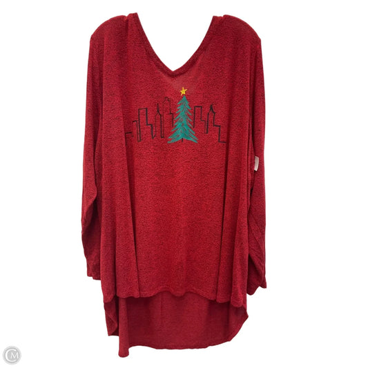 Top Long Sleeve By Evri In Red, Size: 4x