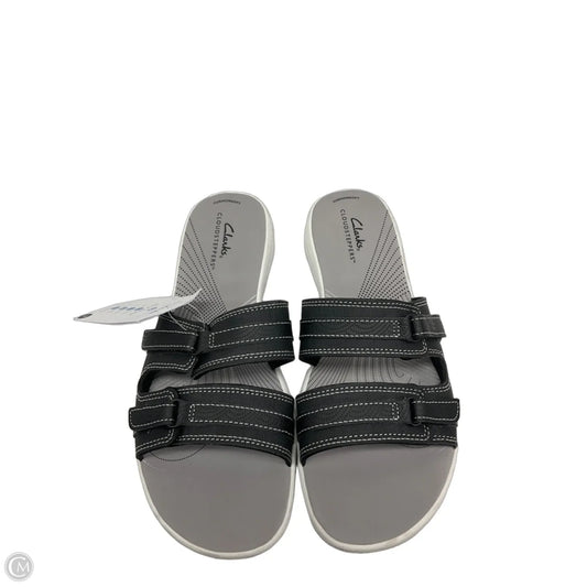 Sandals Flats By Clarks In Black & Grey, Size: 9