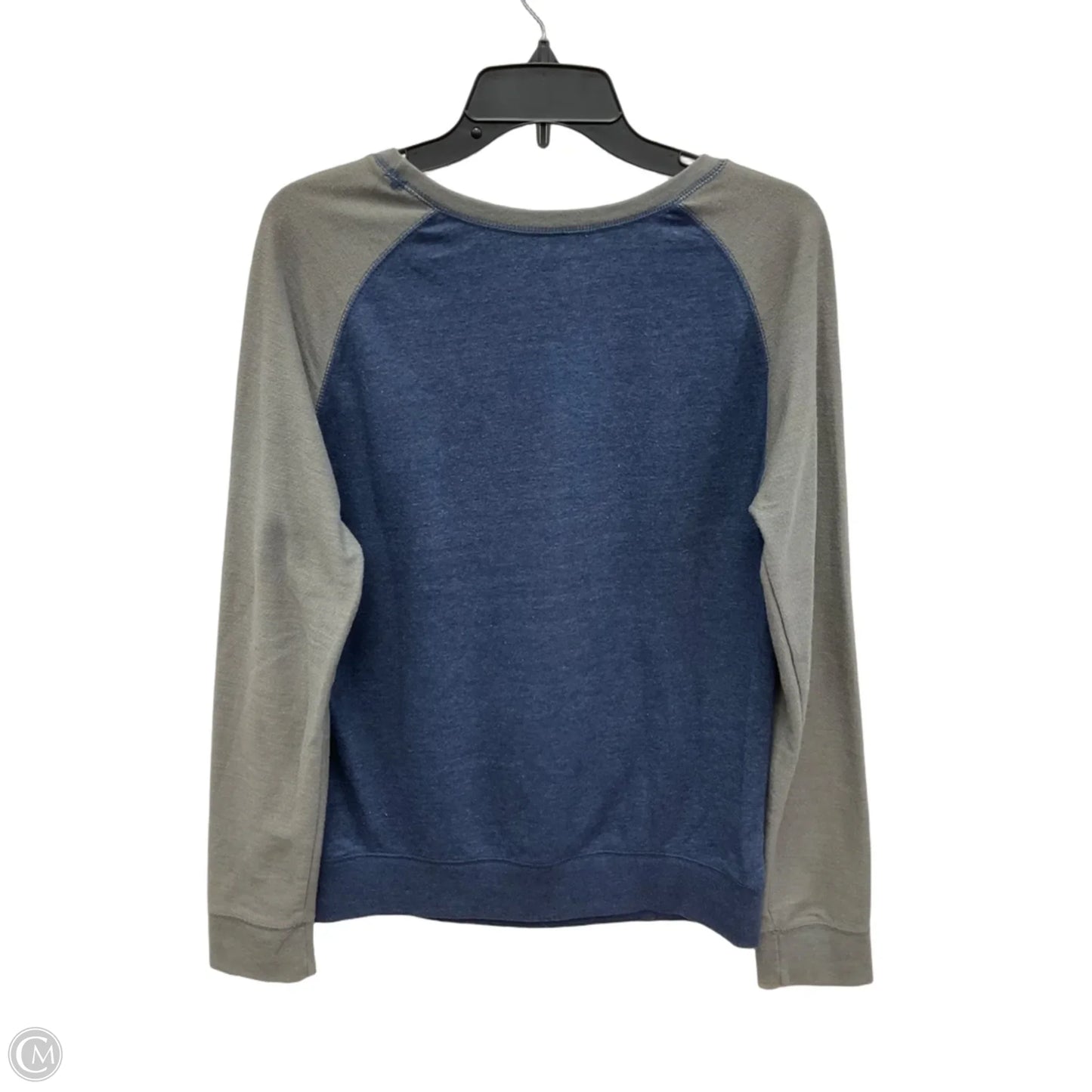Athletic Top Long Sleeve Crewneck By Adidas In Blue & Grey, Size: S