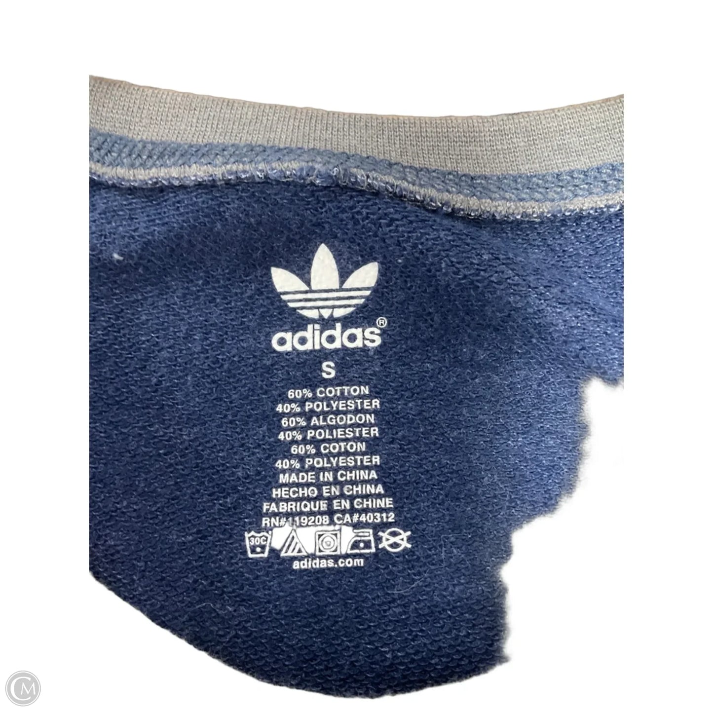 Athletic Top Long Sleeve Crewneck By Adidas In Blue & Grey, Size: S