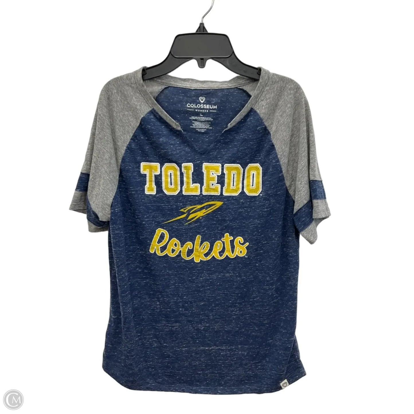 Athletic Top Short Sleeve By Colosseum In Blue & Grey, Size: L