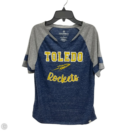 Athletic Top Short Sleeve By Colosseum In Blue & Grey, Size: L