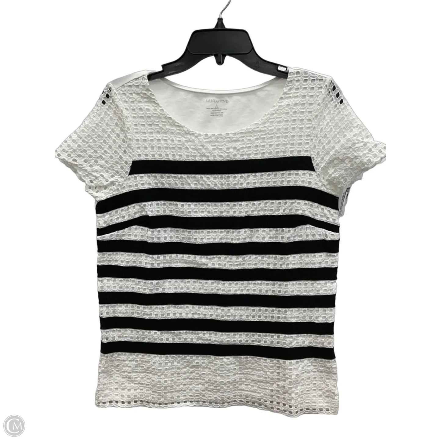 Top Short Sleeve By Lands End In Striped Pattern, Size: S