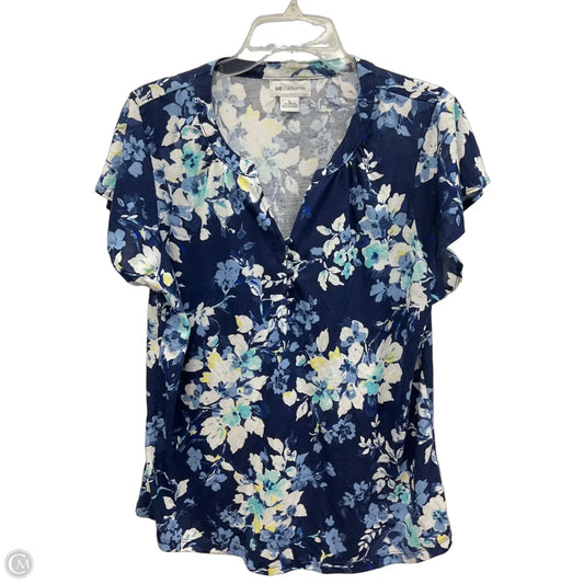 Top Short Sleeve By Liz Claiborne In Floral Print, Size: L