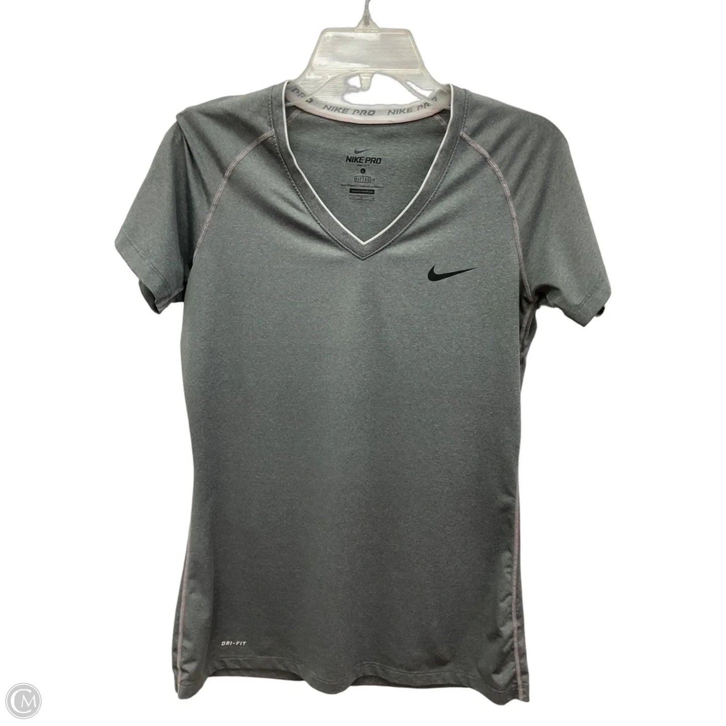 Athletic Top Short Sleeve By Nike In Grey, Size: L