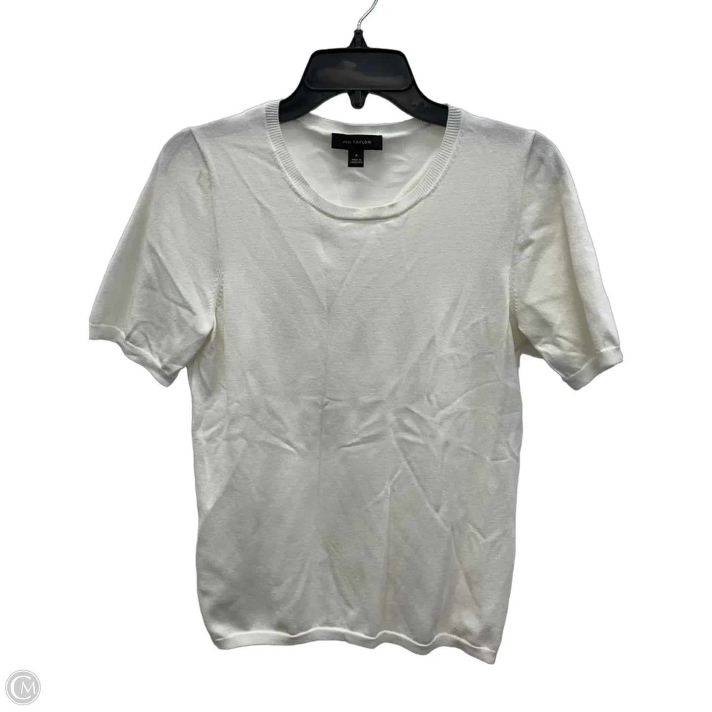 Top Short Sleeve By Ann Taylor In White, Size: M