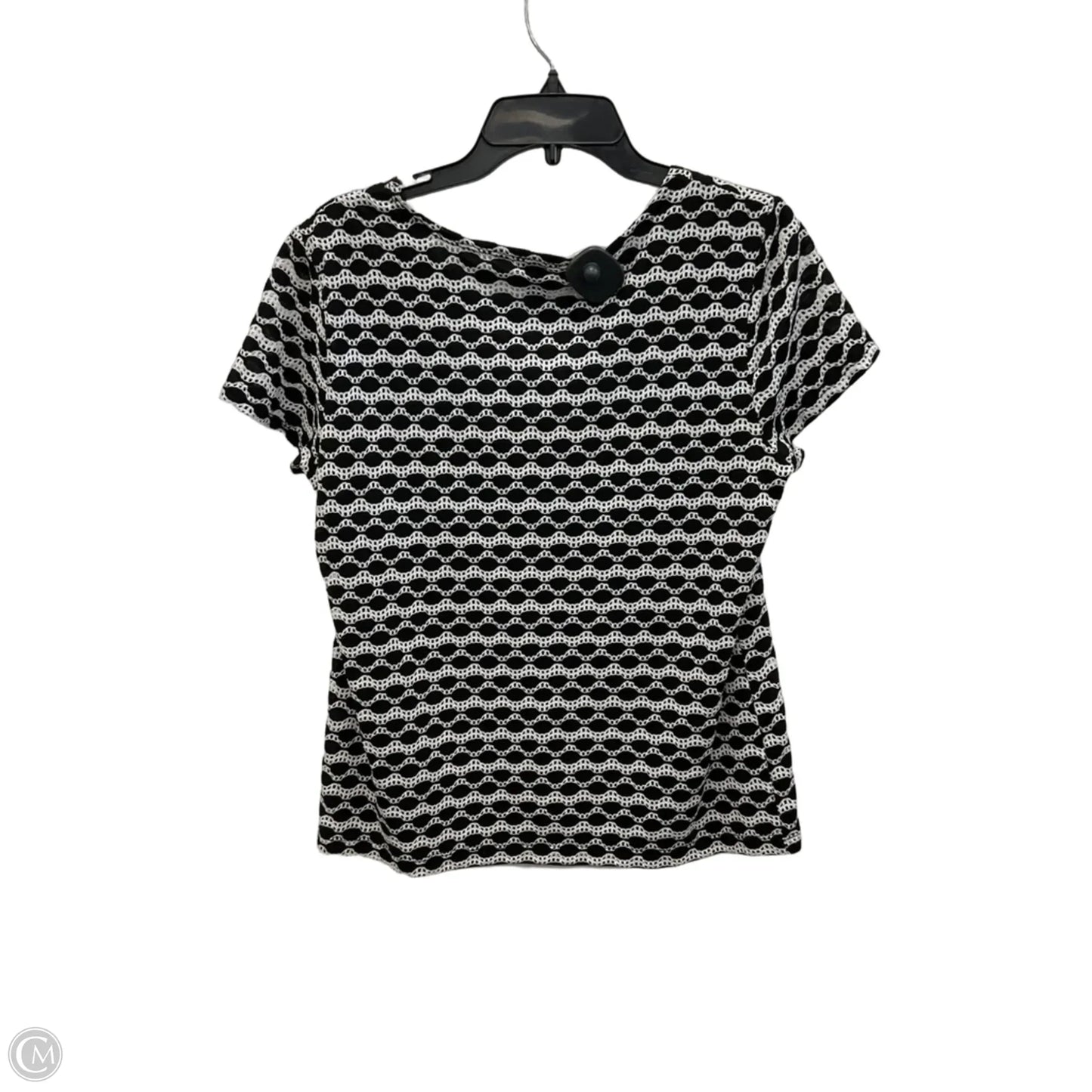 Top Short Sleeve By Chicos In Black & White, Size: L