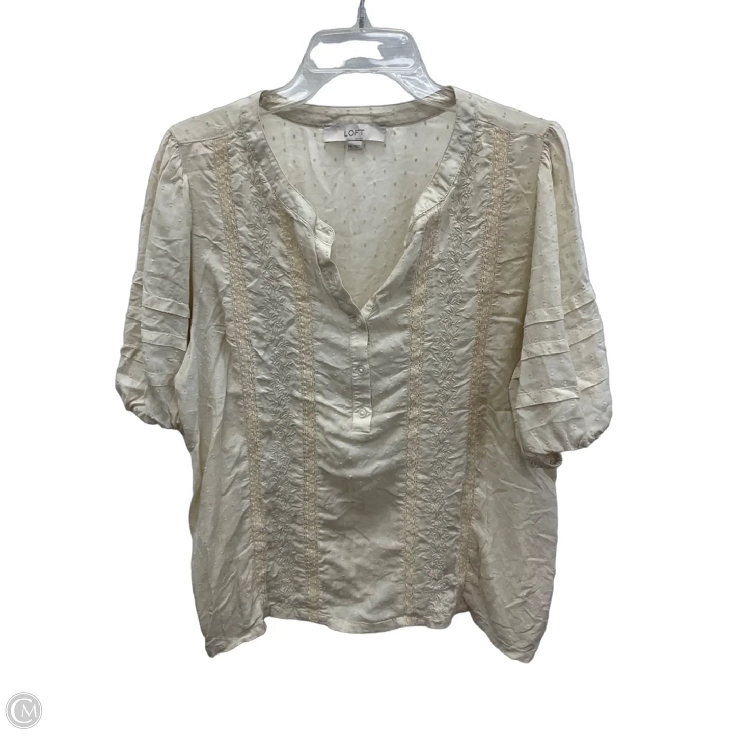 Top Short Sleeve By Loft In Beige, Size: Xl