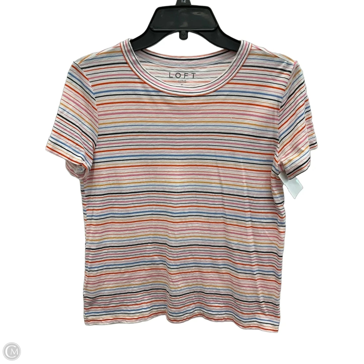 Top Short Sleeve By Loft In Striped Pattern, Size: S