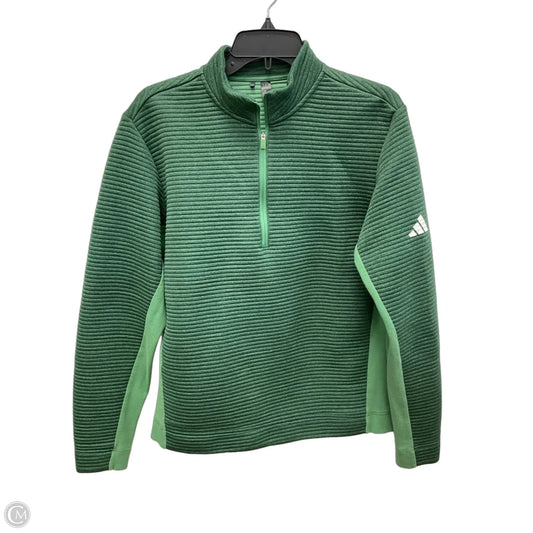 Athletic Top Long Sleeve Collar By Adidas In Green, Size: M