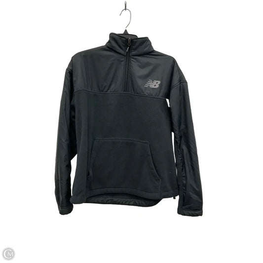 Athletic Top Long Sleeve Collar By New Balance In Black, Size: L