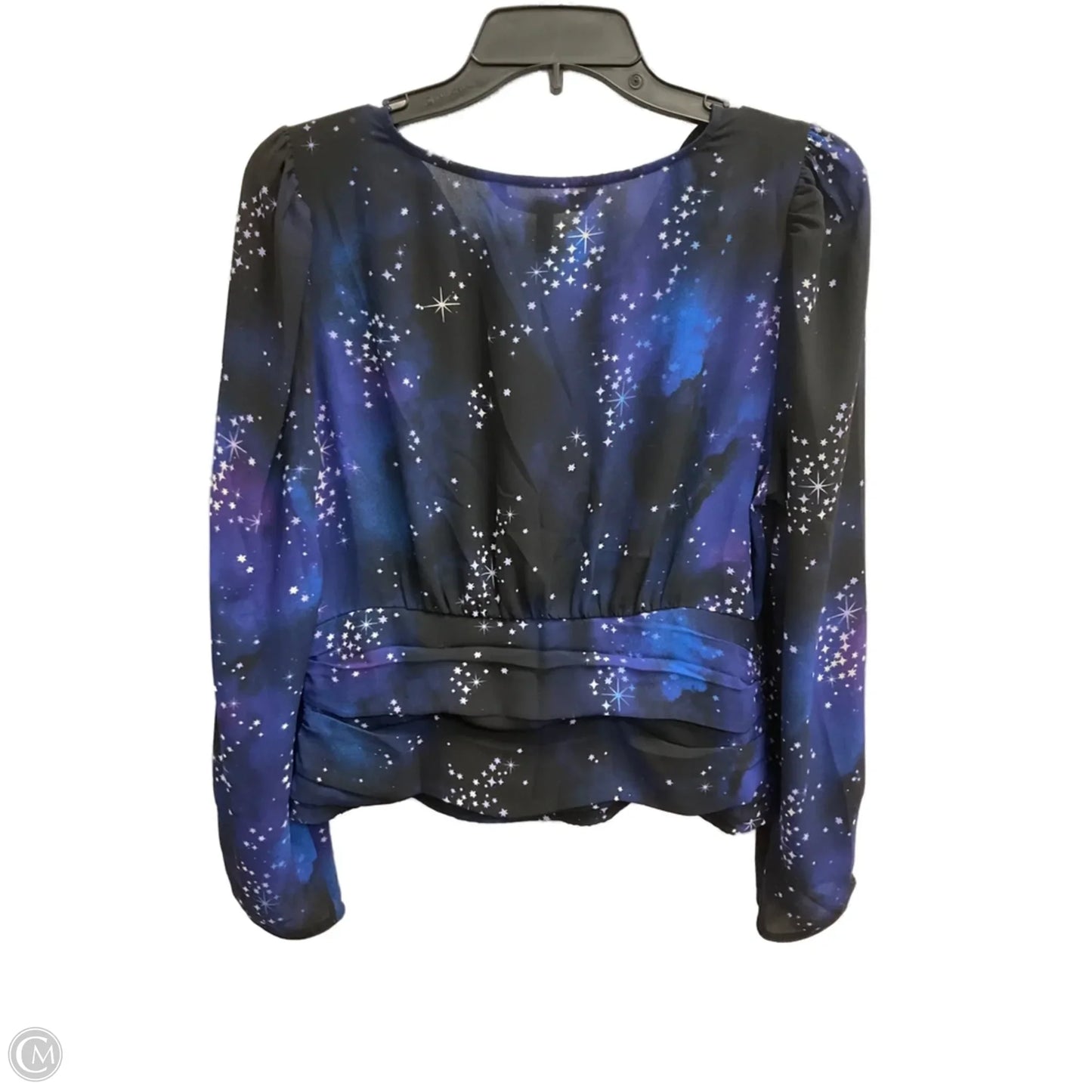 Top Long Sleeve By White House Black Market In Black & Blue, Size: Mp